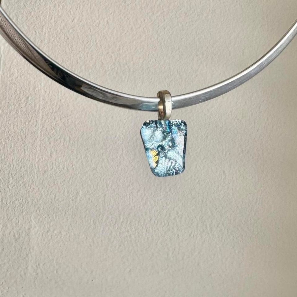 Dichroic Glass Pendant Silver Small